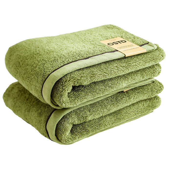 もこもこ厚手 バスタオル2枚〈カーキ〉肌触りの良い高吸水