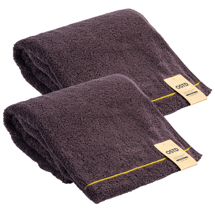 ふわふわ バスタオル2枚〈ココア〉速乾・軽量