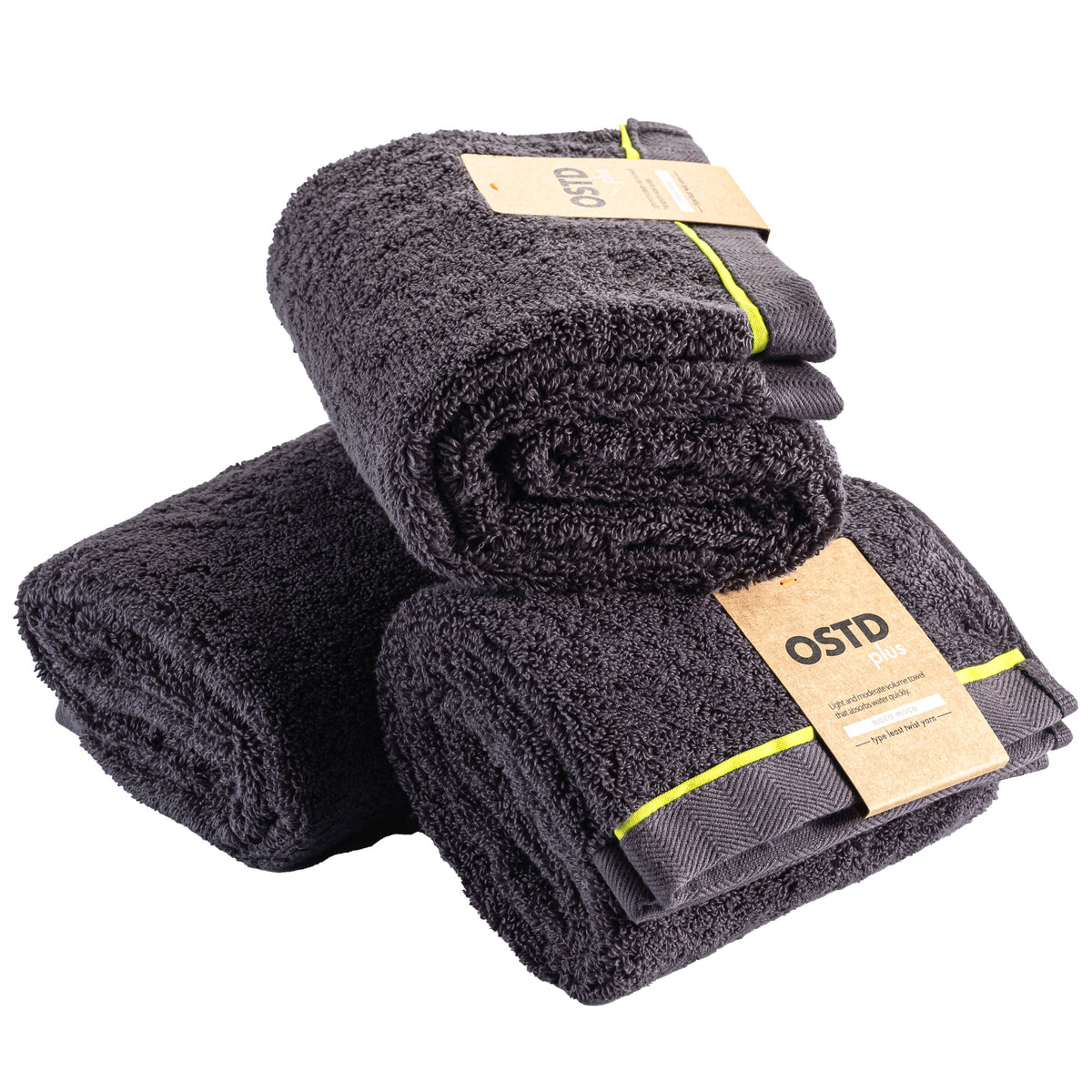 もこもこ厚手 フェイスタオル3枚〈チャコール〉ホテル仕様吸水