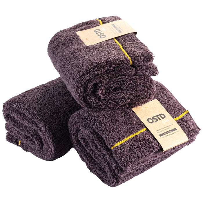 ふわふわ フェイスタオル3枚〈ココア〉くすみカラー速乾