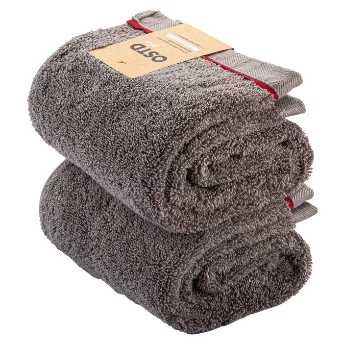 もこもこ厚手 フェイスタオル2枚〈グレージュ〉ホテル仕様吸水