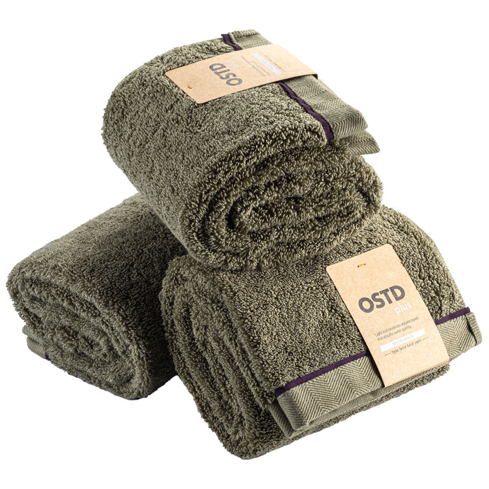 もこもこ厚手 フェイスタオル3枚〈カーキ〉サウナ後も超吸水